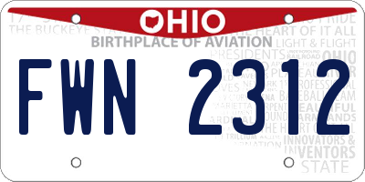 OH license plate FWN2312