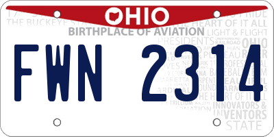 OH license plate FWN2314