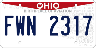 OH license plate FWN2317