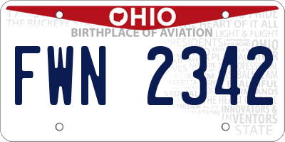 OH license plate FWN2342