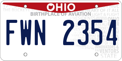OH license plate FWN2354