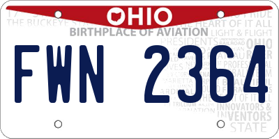 OH license plate FWN2364