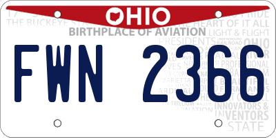 OH license plate FWN2366