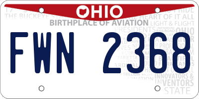 OH license plate FWN2368