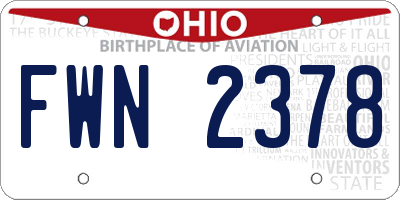 OH license plate FWN2378