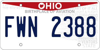 OH license plate FWN2388