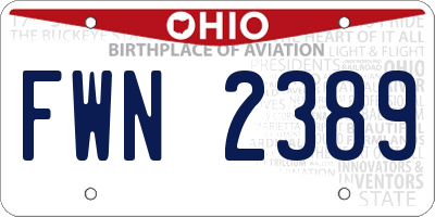 OH license plate FWN2389