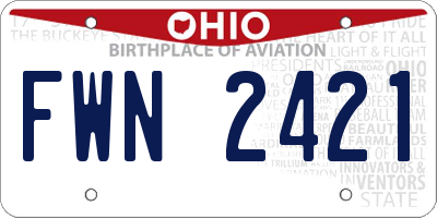 OH license plate FWN2421