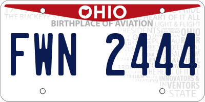 OH license plate FWN2444