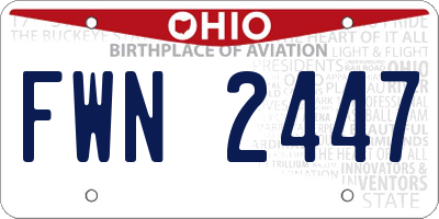OH license plate FWN2447