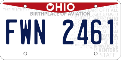 OH license plate FWN2461
