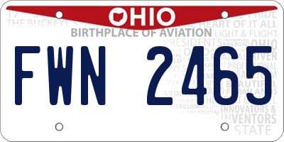 OH license plate FWN2465