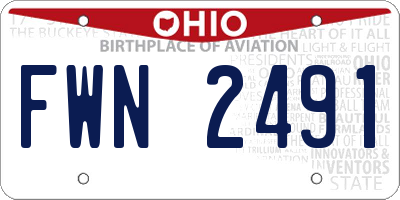OH license plate FWN2491