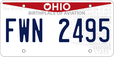 OH license plate FWN2495