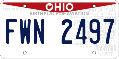 OH license plate FWN2497
