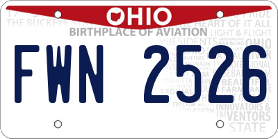 OH license plate FWN2526