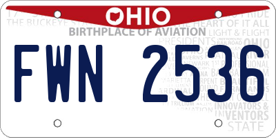 OH license plate FWN2536