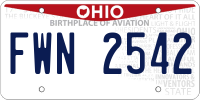 OH license plate FWN2542