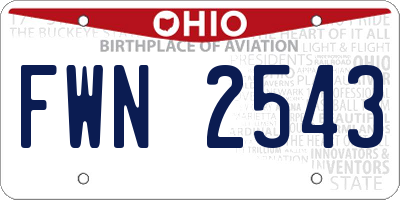 OH license plate FWN2543