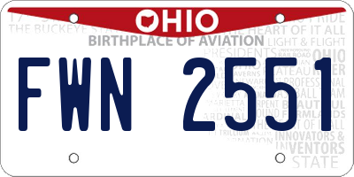 OH license plate FWN2551