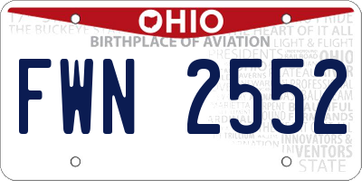 OH license plate FWN2552
