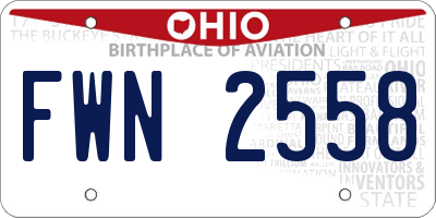 OH license plate FWN2558