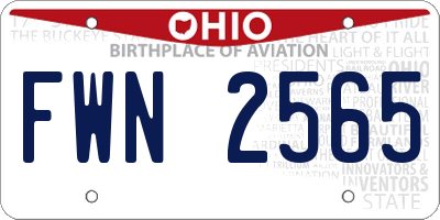 OH license plate FWN2565