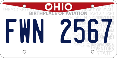 OH license plate FWN2567
