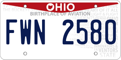 OH license plate FWN2580