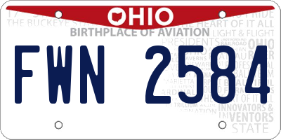 OH license plate FWN2584