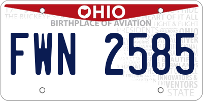 OH license plate FWN2585