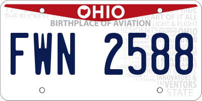 OH license plate FWN2588