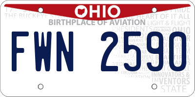 OH license plate FWN2590