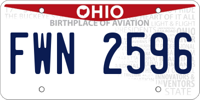 OH license plate FWN2596