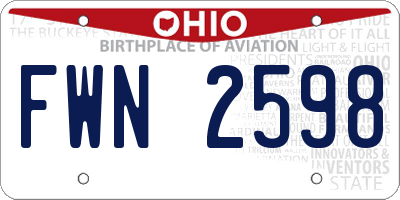 OH license plate FWN2598