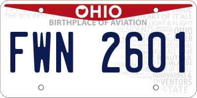 OH license plate FWN2601