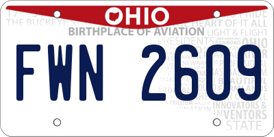 OH license plate FWN2609