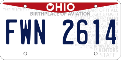 OH license plate FWN2614