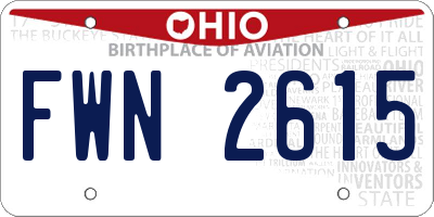 OH license plate FWN2615