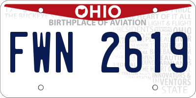 OH license plate FWN2619