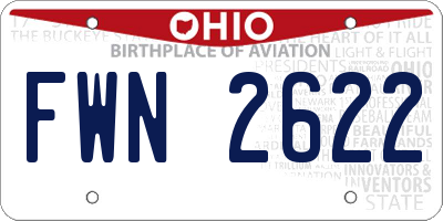OH license plate FWN2622