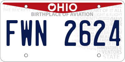 OH license plate FWN2624