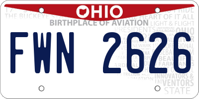 OH license plate FWN2626