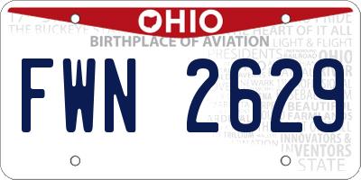 OH license plate FWN2629