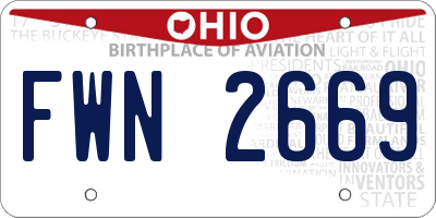OH license plate FWN2669
