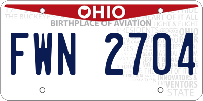 OH license plate FWN2704