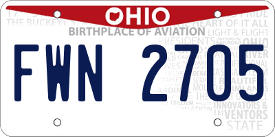 OH license plate FWN2705