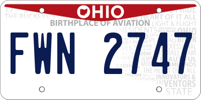 OH license plate FWN2747