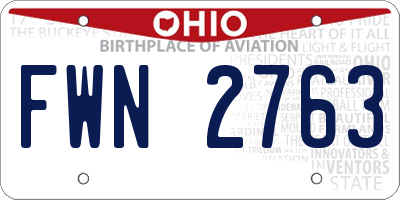 OH license plate FWN2763