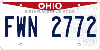 OH license plate FWN2772